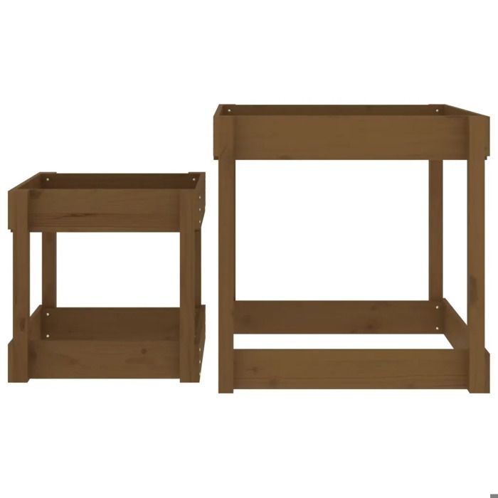 Table à sable - vidaXL - 2 tables en bois de pin massif - marron miel - extérieur - enfants