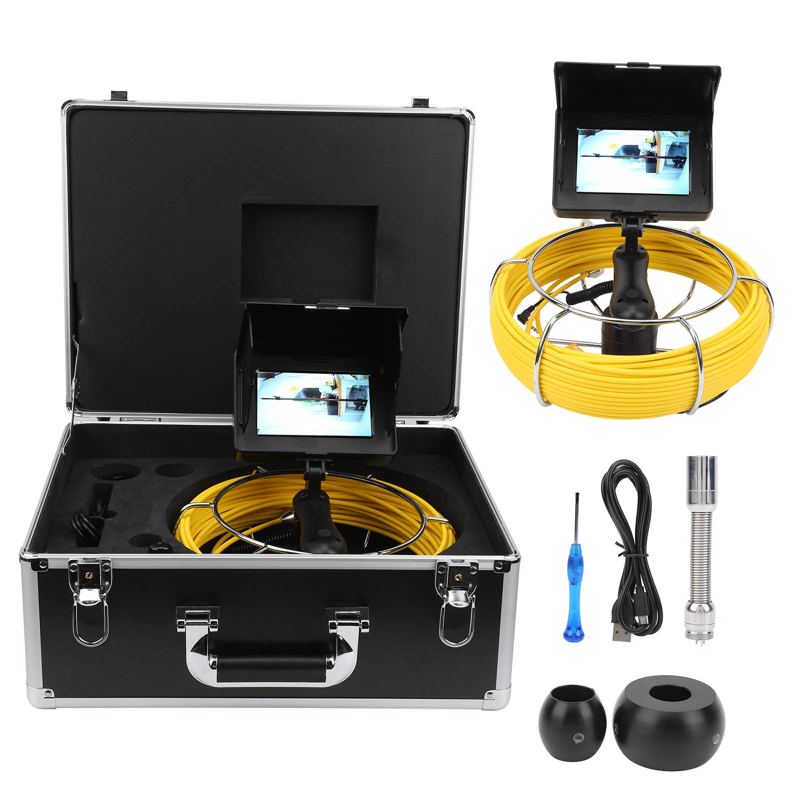 

Fafeicy Wireless 17mm IP68 Waterproof Handheld Industrial Pipe and Sewer Inspection Video Camera with 8 LED Lights Endoscope, 5-inch (F5P17-20M)