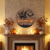 Wooden Hanging Halloween Sign Party Decoration Ghost Design Wall Ornament Rustic Style Door Plaque for Seasonal Indoor Outdoor Use