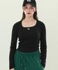 WHEN YOU MOVE Square Neck Symbol Logo Embroidered Ribbed Tee (3 Colors)