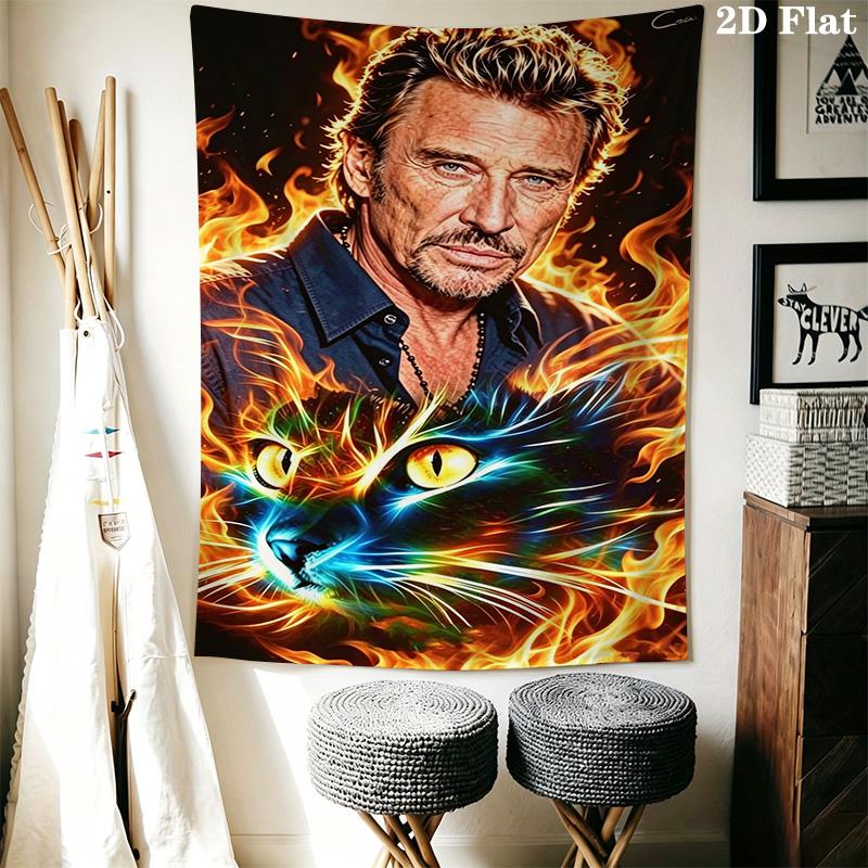 Johnny Hallyday Rock Legend Remembered Tapestry Background Cloth Fashion Print Christmas Gift Work Of Art Background Wall Hanging Cloth