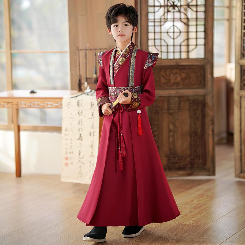 Boys' Traditional Hanfu Costume: 2026 Young Master Chinese Tang Suit for National Studies Performance