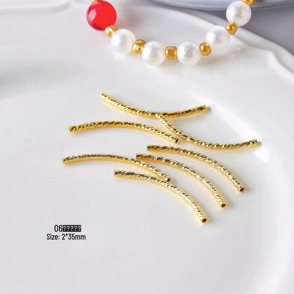 18k Gold Plated Multi-Faceted Curved Tube for DIY Jewelry Necklaces & Bracelets