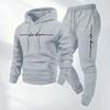 Unisex Hooded Sweatshirt Set With Letter Print Thick Warm Casual Sport Tracksuit Men Women Winter