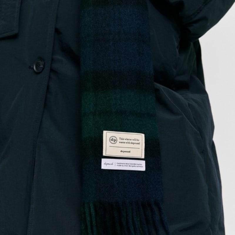 DEPOUND cashmere wool blended check muffler - green
