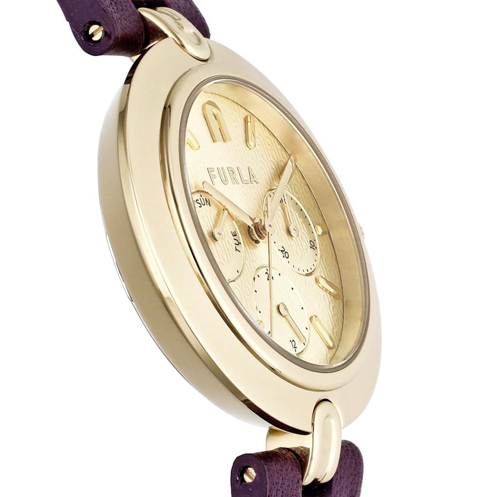Watch FURLA LOGOLINKS MULTIFUNCTION Gold Dial Stainless Steel Quartz Watch Jewelry Accessory WW00030009L2 Brown [Furla] 35.5MM Women's [Item]