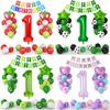 Birthday Flag Latex Balloon Set Mermaid Dinosaur Strawberry Boy Girl Birthday Party Arrangement