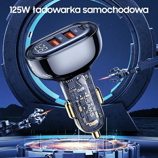 USAMS Land. Alone. 2Xusb+1Xusb-C 125Wfast Charge Transparent Blue Cc158Cc02 (Us-Cc158)