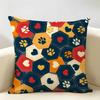 Cute Dog Paw Pattern Cushion Cover Natural Linen Organic Fabric DoubleSided Printing Room Sofa Decor Pillow Case