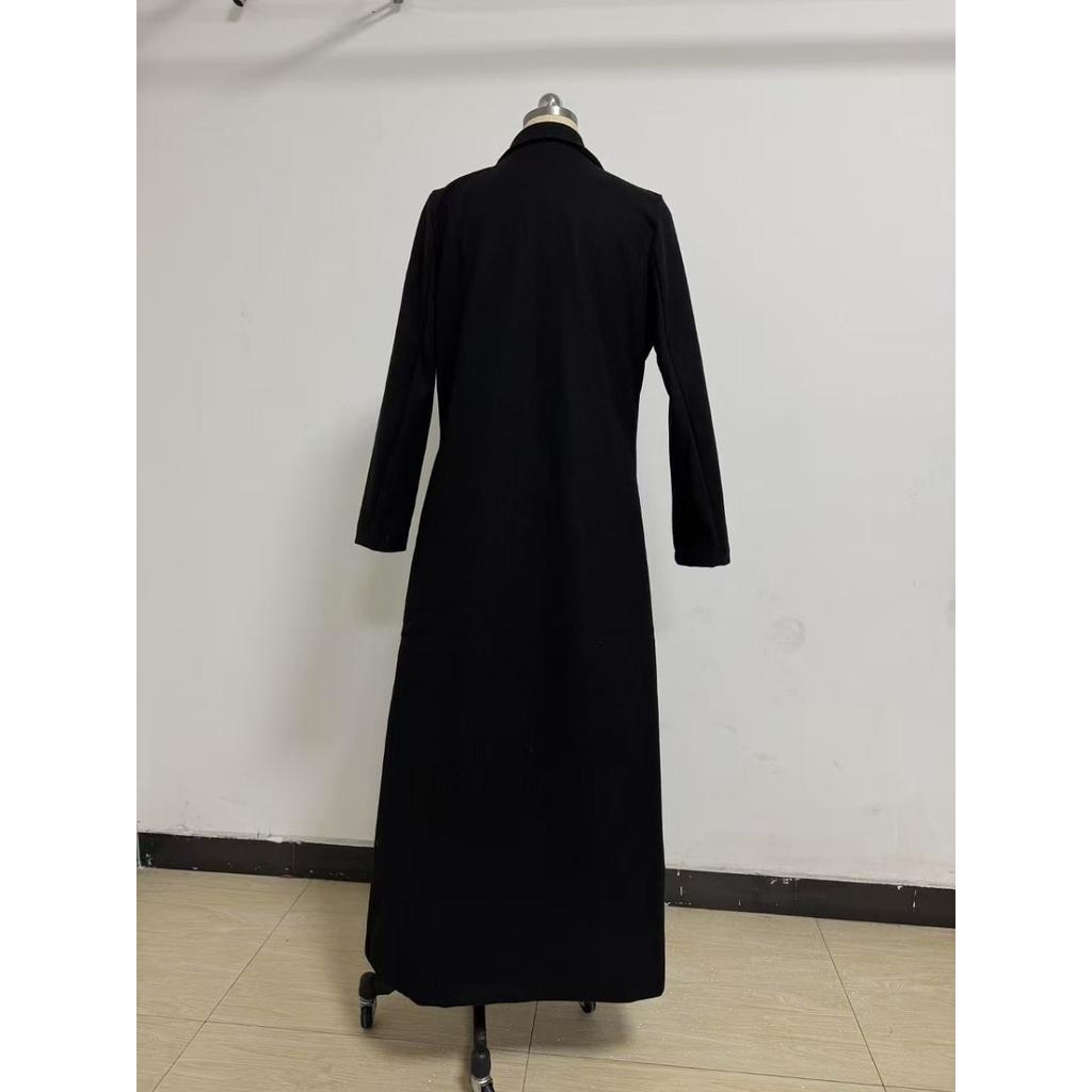 Fall Winter Women's Solid Color Long Warm Wool Coat, Casual Loose Overcoat for European American, Crossborder Outerwear