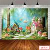 Fantasy Fairy Tale Forest Fairy Mushroom House Background Girl Birthday Party Decoration Roomposter Bedsidesofa Background Props8