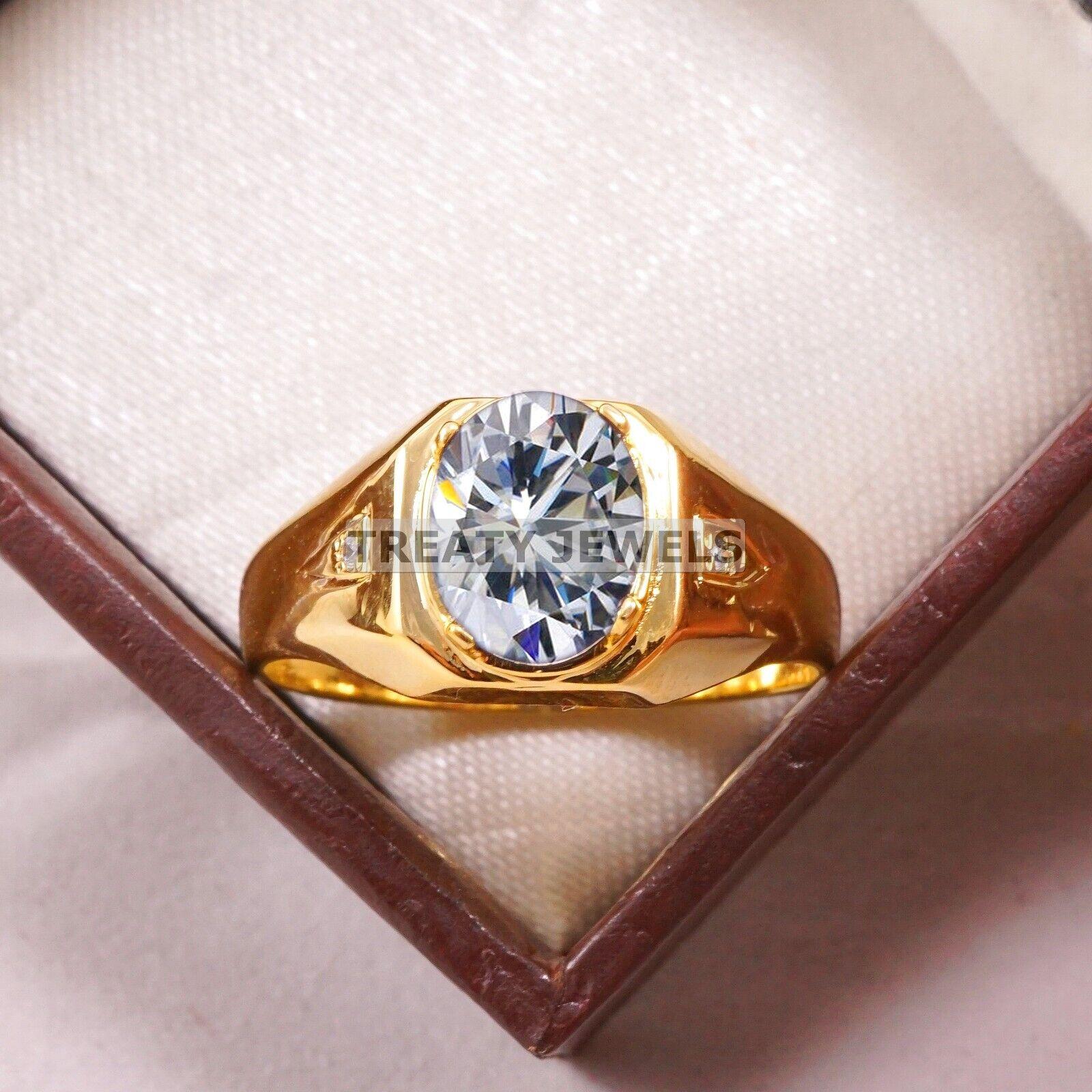 

Кільце для чоловіків #B301 JL375681957144 з овальним муассанітом, покрите золотом, зі стерлінгового срібла 925 4-16 US золотий