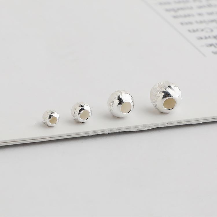 S925 Sterlingsilber Runde Blume Machete Spacer Perlen für DIY Armbänder & Halsketten