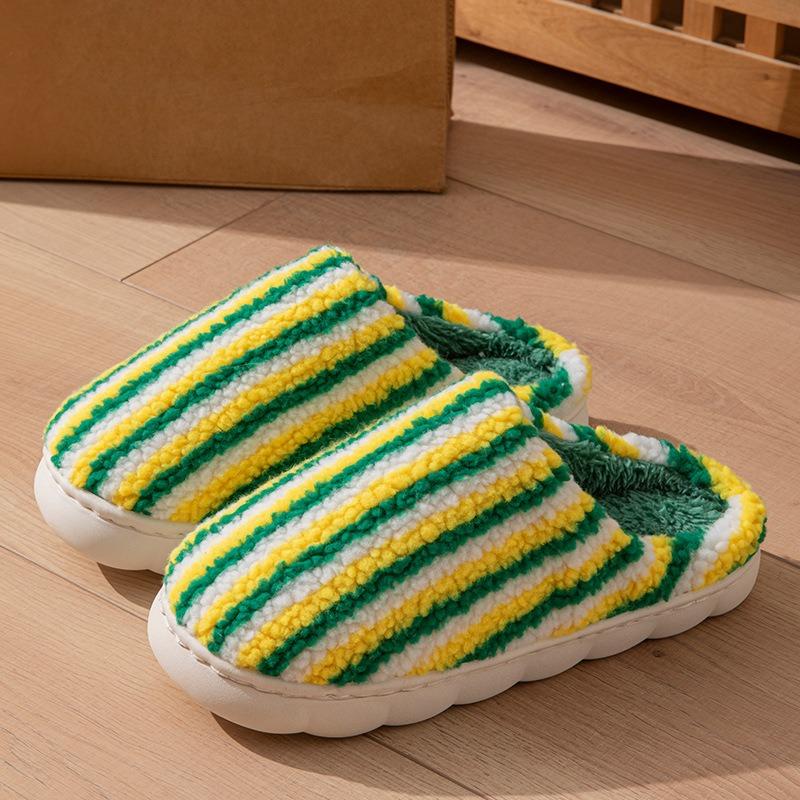 Warm thickened couple cotton slippers men's autumn and winter couple thick-bottomed plush indoor home non-slip fluffy cotton slippers