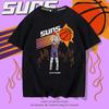 Suns Devon Booker Nein. 1 kurzärmeliges T-Shirt Herren und Damen Sommer locker halblang Trend lässig Basketball auf