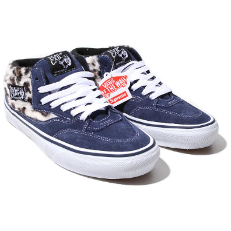 Supreme X Vans Half Cab Comfortable Versatile Mid-Top Skate Shoes Unisex Skate Shoes Blue VN0A5KYANVY