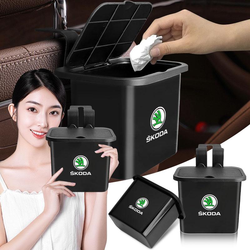 Car Seat Back Hanging Trash Can Storage Case Rear Row Organizer For Skoda Octavia MK2 MK3 2 3 A7 Fabia Karoq Kodiaq Superb Rapid Kamiq