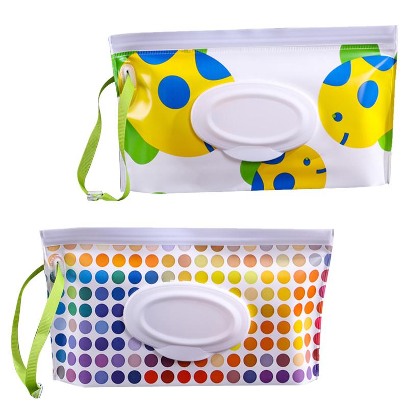 2PC EVA Portable Snap-Strap Tissue Box Wet Wipes Bag Flip Cover Cosmetic Pouch Outdoor Useful Baby Stroller Accessories