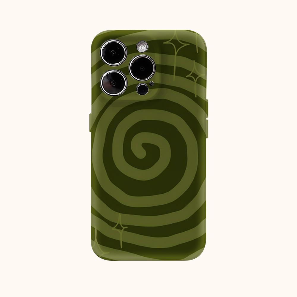 Green Spiral Phone Case for IPhone 17AIR 16E 16 15 14 13 12 11 17 Pro Max Plus Double-layer Back Cover