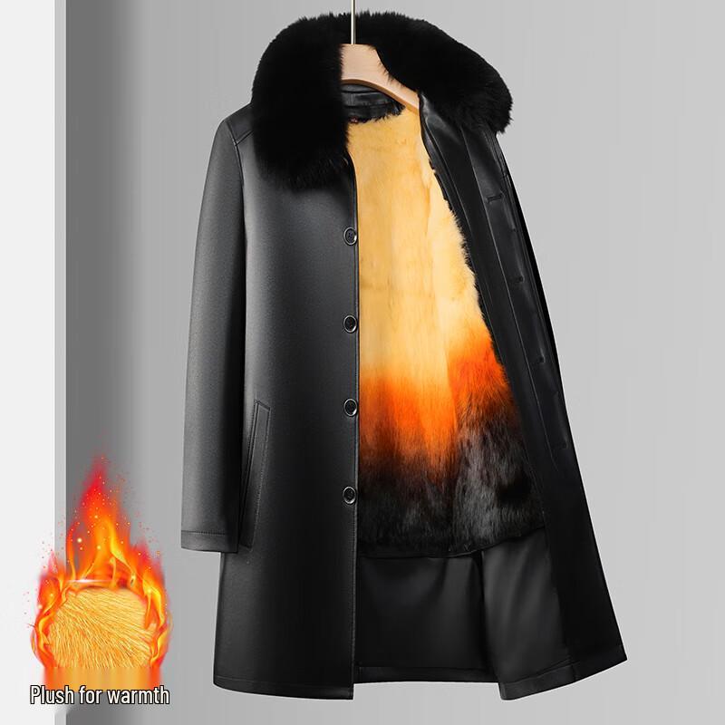 

Men s Plush Lined Detachable Faux Fur Collar Jacket XL