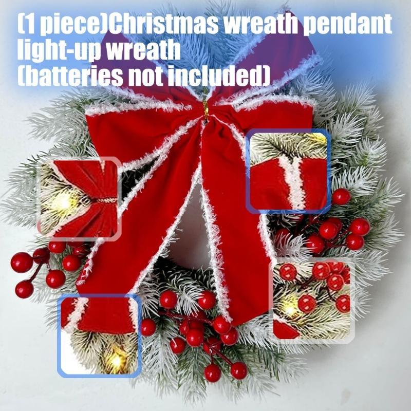 Glowing Plastic Christmas Wreath Ornament Traditional Festival Decors For Home Party Gift Indoor Outdoors Use