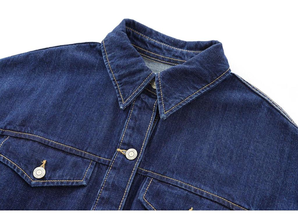 Autumn 2024 Women's Casual Denim Shirt Jacket with Lapel and Pocket Details