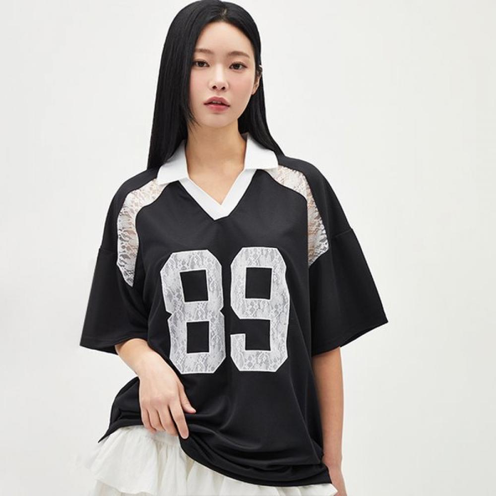 

Lap 89 Lace Color Block Oversized T shirT ar1cT360 GE (gray)/FF