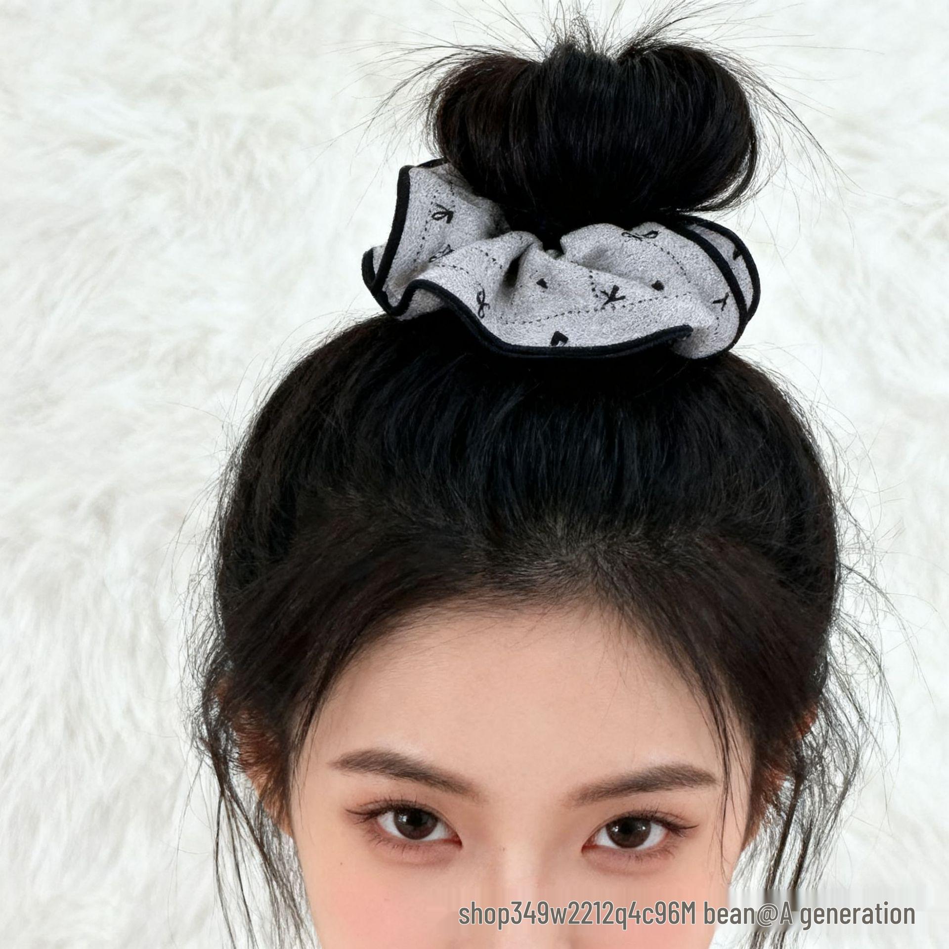 Корейский стиль, маленькая талия, бант, резинка для волос Gray Bow Thick Scrunchie