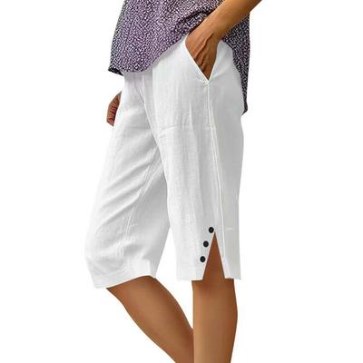 Pantaloncini Casual Larghi da Donna in Cotone e Lino