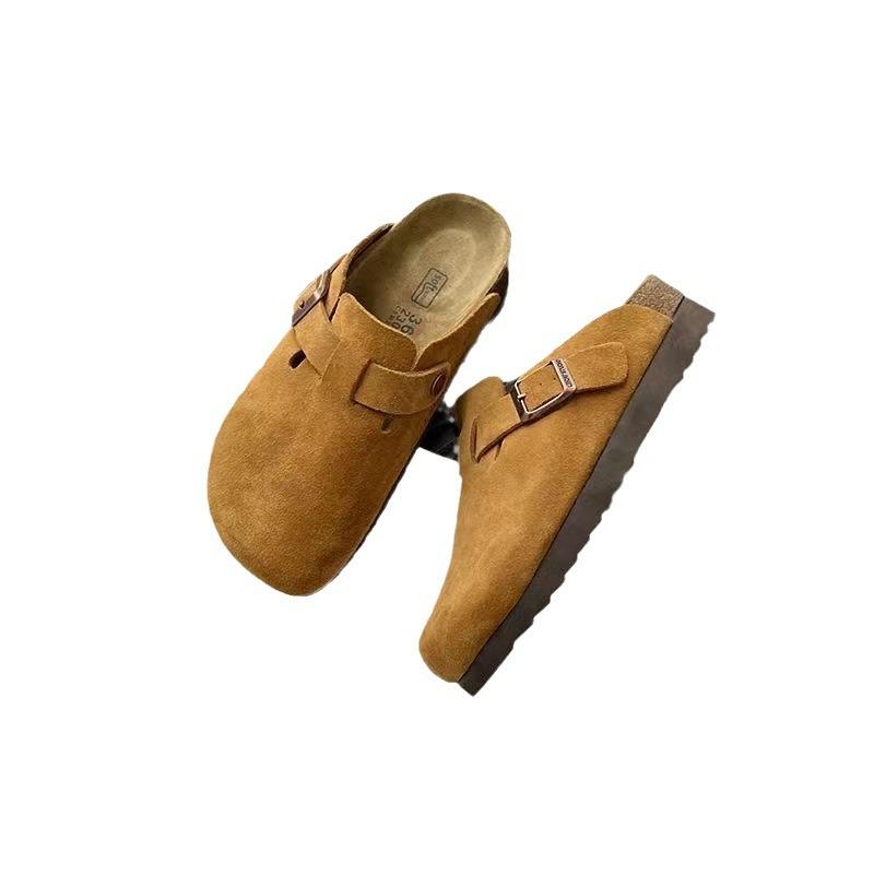 Summer New Thick-bottomed Versatile Baotou Half-drag Retro Lazy One-pedal Slippers Woman