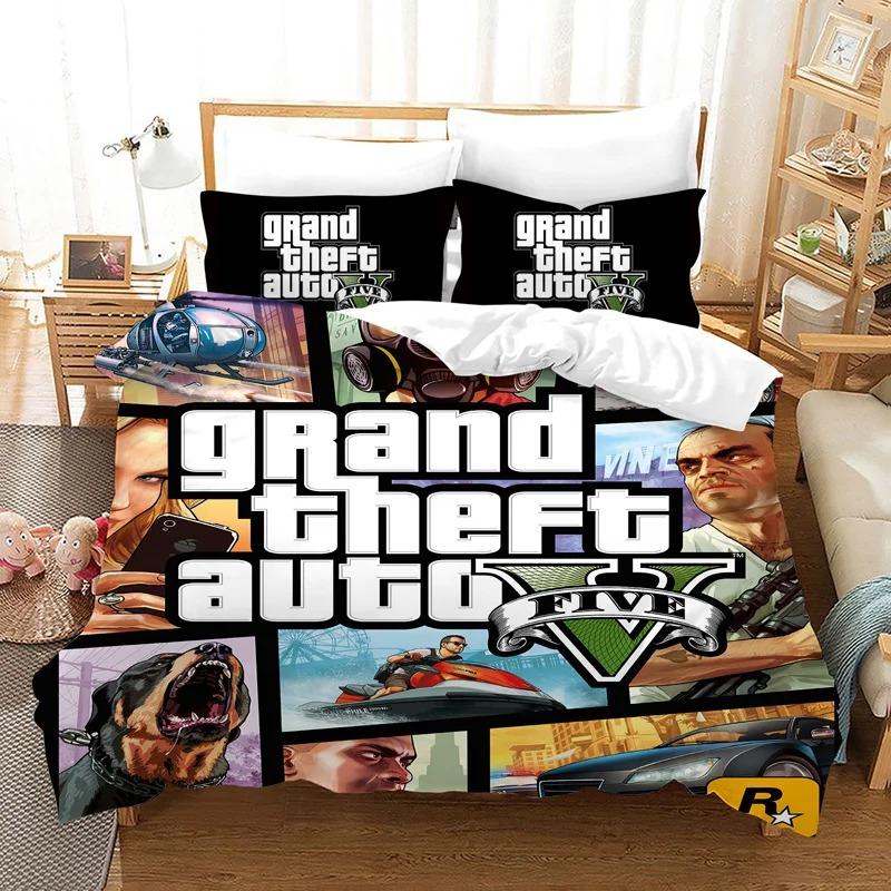 Exquisite Game GTA V printed Bedding Set Duvet Cover Set 2/3pcs For Boys girls Adult Bedroom Decoration Single Twin Full size