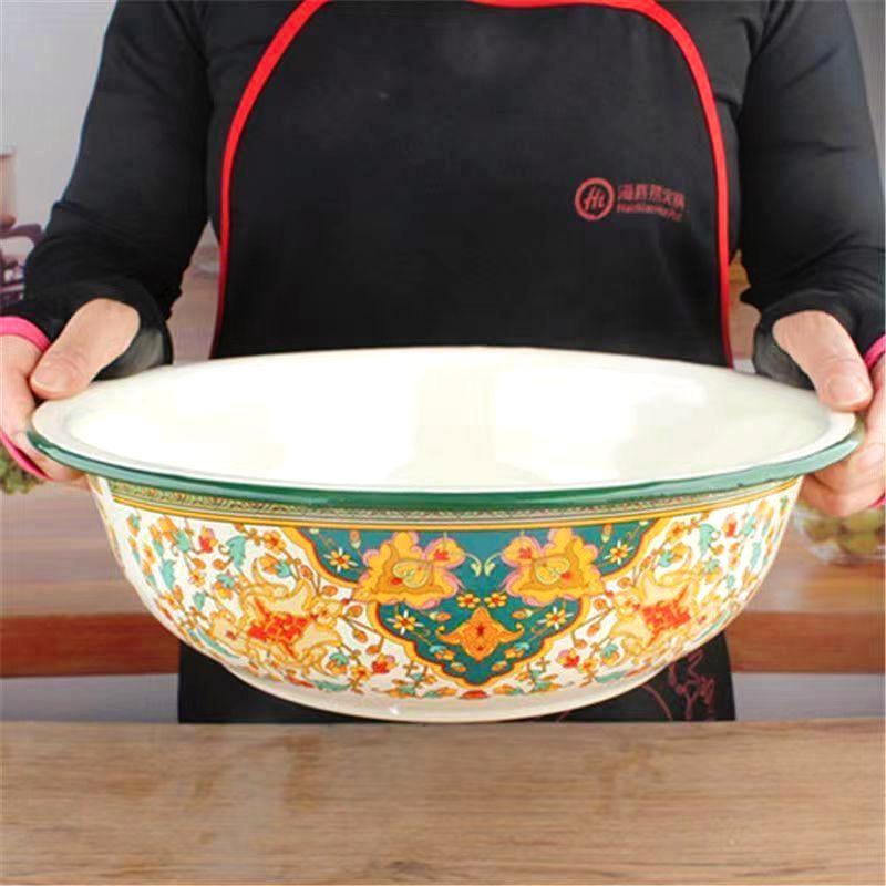 YAHOO Speciale Set Bacinelle Smaltate Thi per Uso Domestico Bacinella per Lavare Verdure Bacinella per Ripieno Ravioli rotonda ape Utensili da Cucina Fatti a Mano