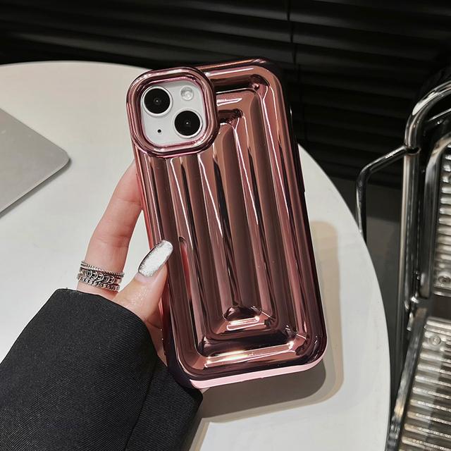 Luxury Plating Silver 3d Stripe Lattice Soap Case For Iphone 14 13 12 11 Pro Max 14 Plus Luggage Box Shockproof Soft Cover