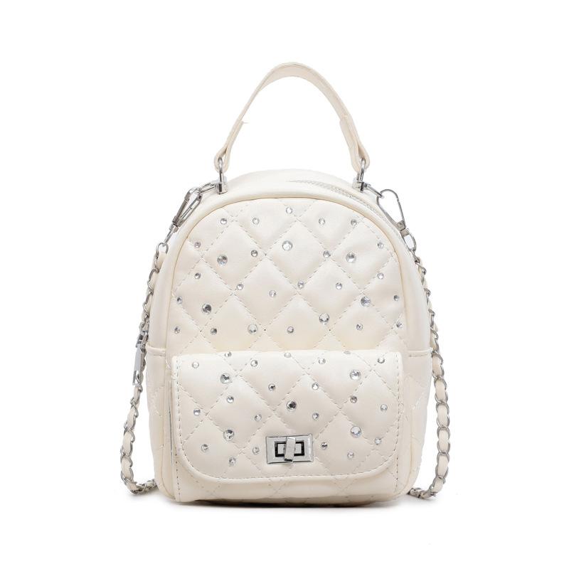 Handheld Small Bag Women's New Niche Retro Simple Diamond Chain Bag Casual Backpack