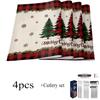 Vánoční stromek Buffalo Plaid Prostírání Sada 5 kusů Vánoční prostírání Podložky pod talíře na večeři Kuchyňský stůl Párty Domácí dekorace
