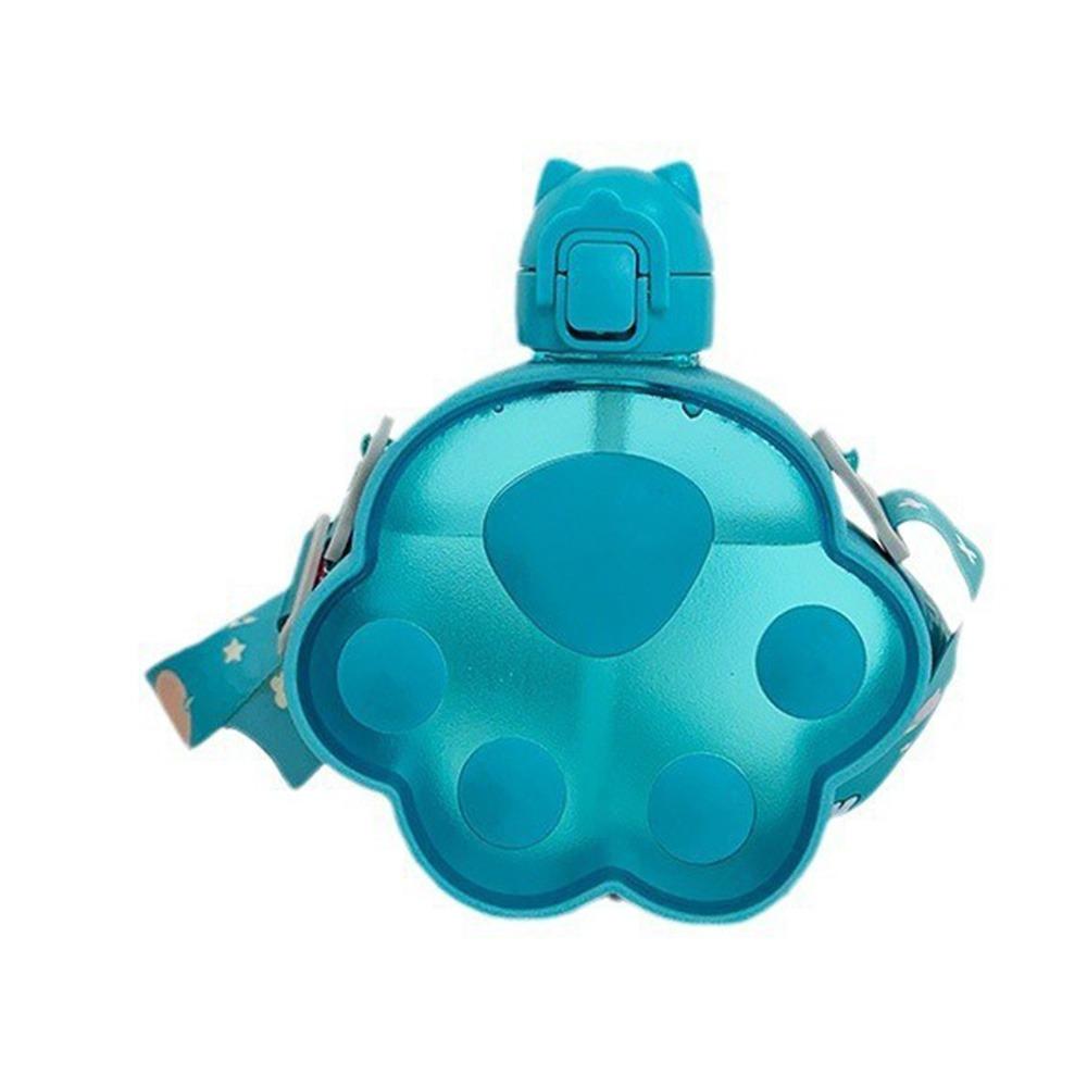 

Creative Cat Paw Water Bottle Cartoon Portable Kettle Convenient Plastic Straw Cup Sports синий