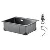 55cm Kitchen Sink Topmount Single Bowl Drop-In Basin Stainless Steel Black