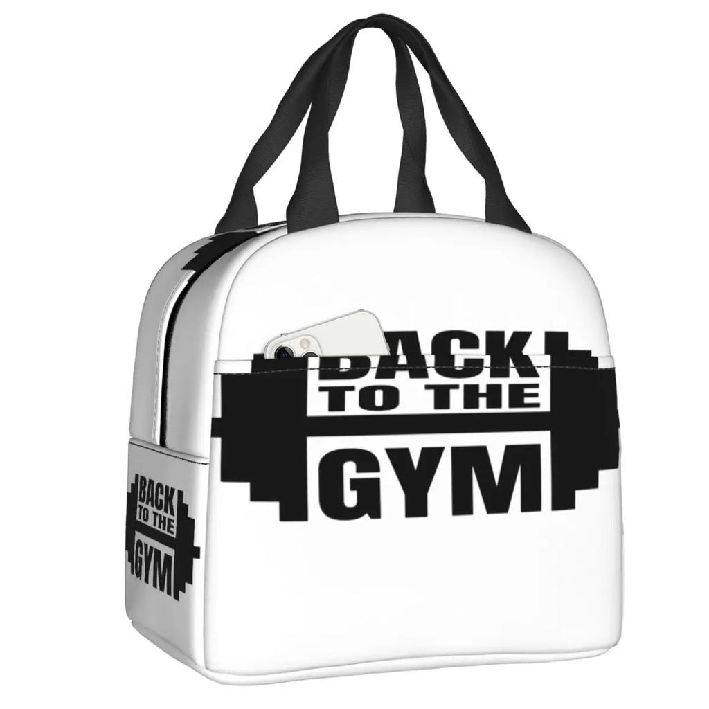 Powerhouse Gym Logo Thermal Insulated Lunch Bag Women Bodybuilding Fitness Portable Lunch Container Travel Storage Food Box