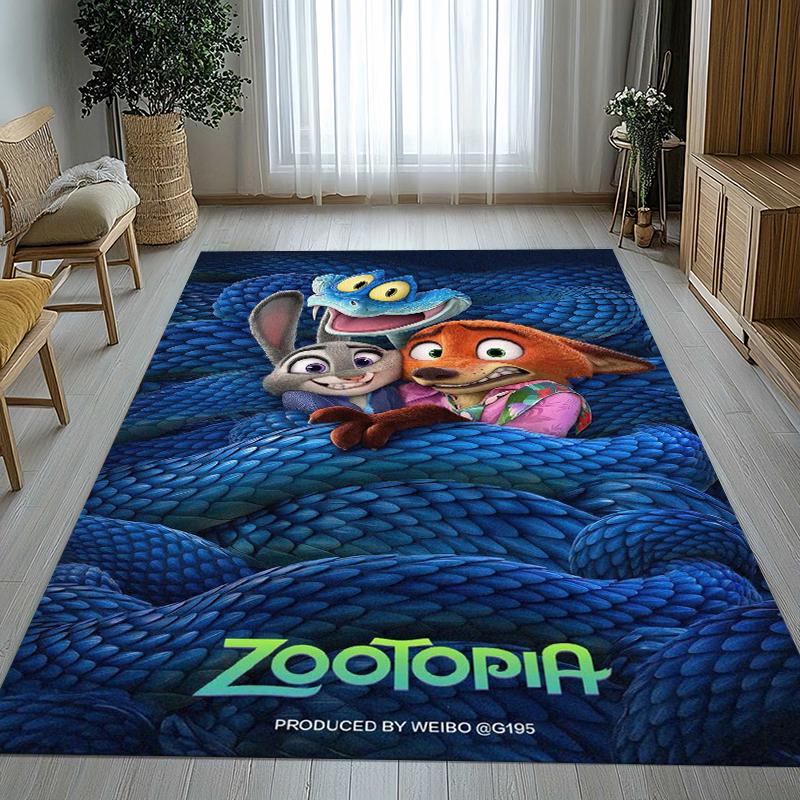 Cartoon Zootopia Judy Nick Living Room Non-Slip Area Rug Soft Carpet for Bedroom Kids Playroom Sofa,Home Decor Doormat Gift