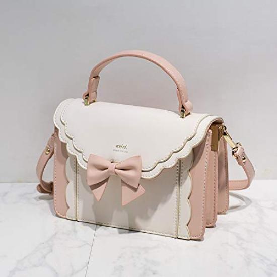 [JIANGBOMEI] 2-Way Shoulder BagHandbagPochette Bag with Ribbon, Elegant Small Crossbody Bag for Lolita, Student, and Cosplay, Popular and Stylish PU