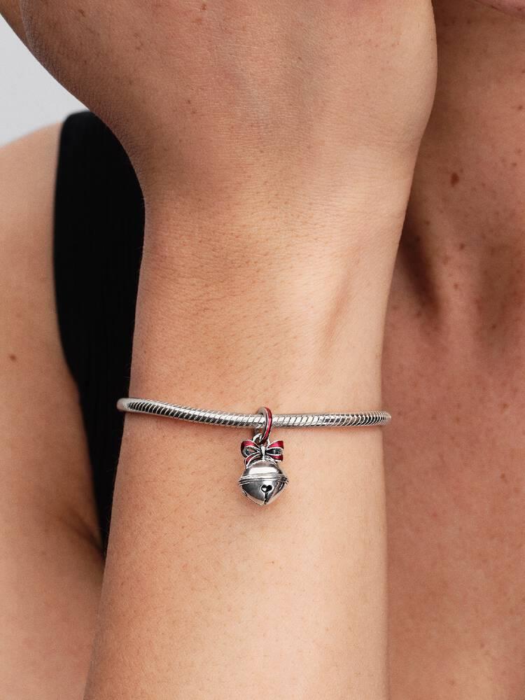 Pandora 794246C01 Pink Heart Dangle Charm – Sterling Silver Heart Charm with Pink Crystal