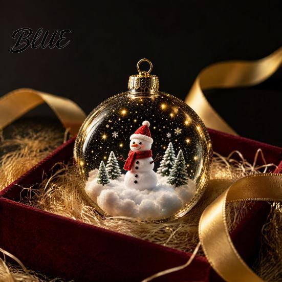 Warm White Christmas Tree Decorations Glowing Decorative Ball Lighted Ornament with Festive Scene LED Modern Hanging Lights Decor String Glow Home