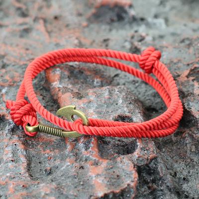 Pulsera de Hombre con Ancla de Barco y Anzuelo de Pesca Vintage Accesorios Casuales de Aventura Joyería Ajustable de Doble Capa para Hombre Regalo