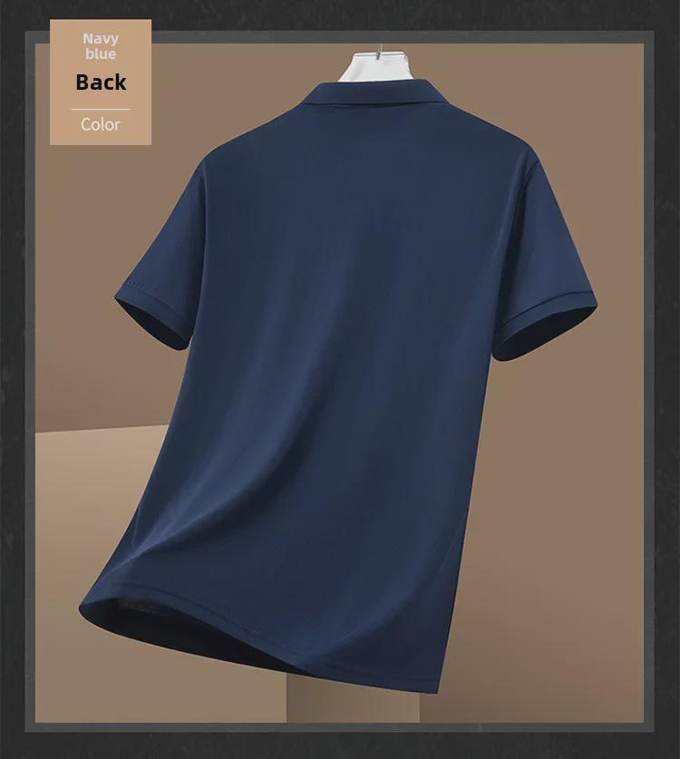 Pánské letní ledové hedvábné polo triko 2024 – ležérní, lehké, luxusní, krátký rukáv, jednobarevné, lehké sportovní triko s klopou