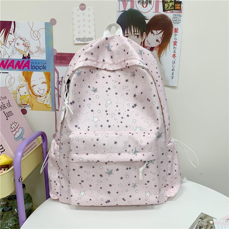 Cartable Grande Capacité Imprimé Étoiles Sac à Dos Filles Étudiants Collège Cartable