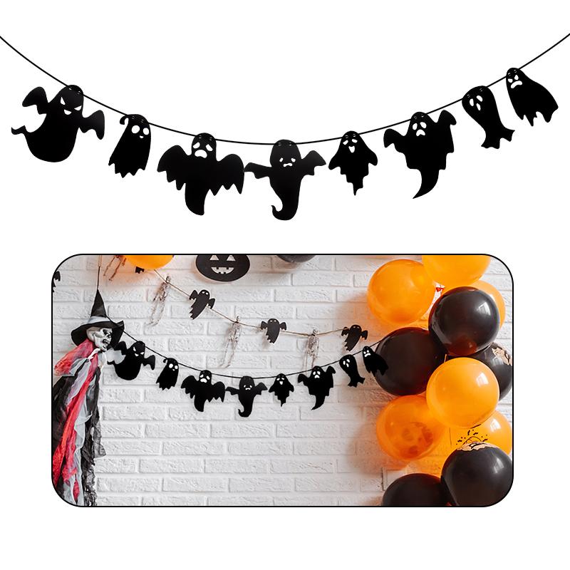 Halloween Hängebanner Girlande Niedlicher Geist Papierwimpelkette Kindergeschenke Happy Halloween Party Dekorationen Für Zuhause Horror Requisiten