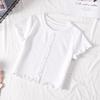 Girls' Thin Short-sleeved T-shirt Summer Children's Casual Loose Medium and Small Children's Solid Color Short-sleeved Top