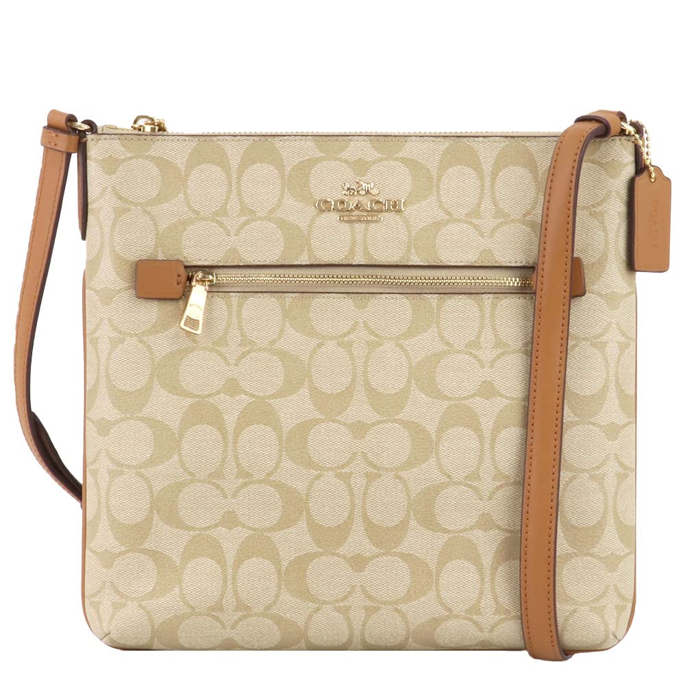 

Coach C1554 Signature Shoulder Bag Khaki Light for Women (IMNLJ Saddle) [Used]