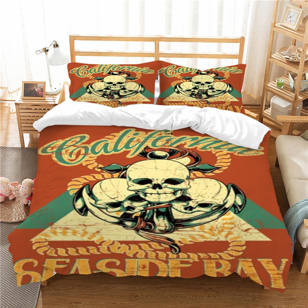Home Bed Clothes 3D Skull Printing Duvet Cover Set Superior Bedding Cover Suit Single Double Size Bed Set Polyester Pillowcase