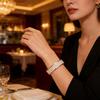 Royal Style Steel Bracelet Featuring Geometric Circle And Sparkling Mud Diamonds Spring Clasp Bangle